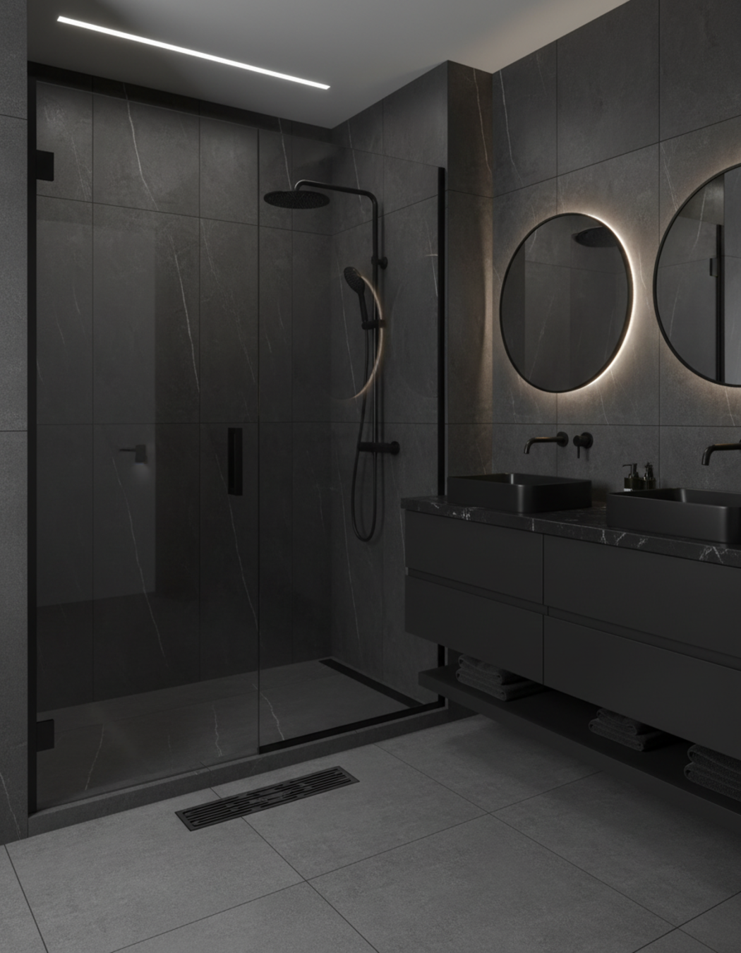 SUMIDERO DECORATIVO - NEGRO MATE - SUS304 - 8 CM X (20 CM - 100 CM)