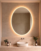 Espejo LED Ovalado 60×80 cm – 3 Colores de Luz (Táctil)