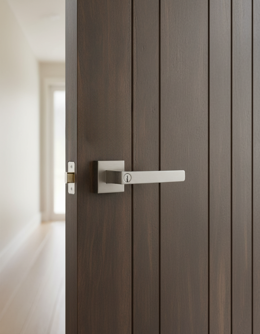 CERRADURA DE MANIJA NÍQUEL CEPILLADO CON NÚCLEO DE COBRE Y 3 LLAVES