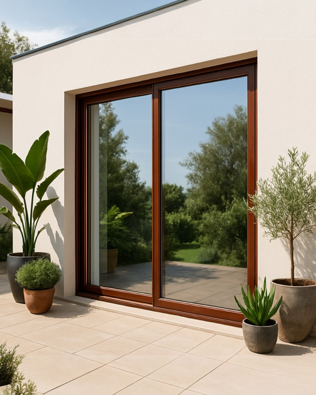 PUERTA DE TERRAZA UPVC - 2.00M X 2.20M - CHOCOLATE