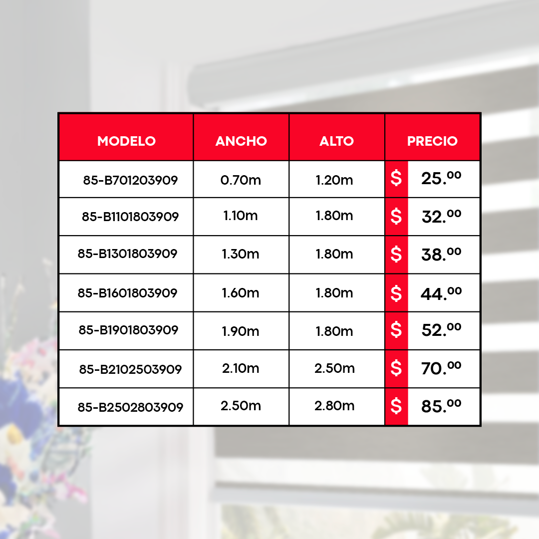 CORTINAS ENROLLABLES BLACKOUT - 70CM A 2.50M - 3909