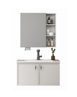 MUEBLE DE BAÑO + ESPEJO - ALUMINIO - TAUPE - 800*470*470mm