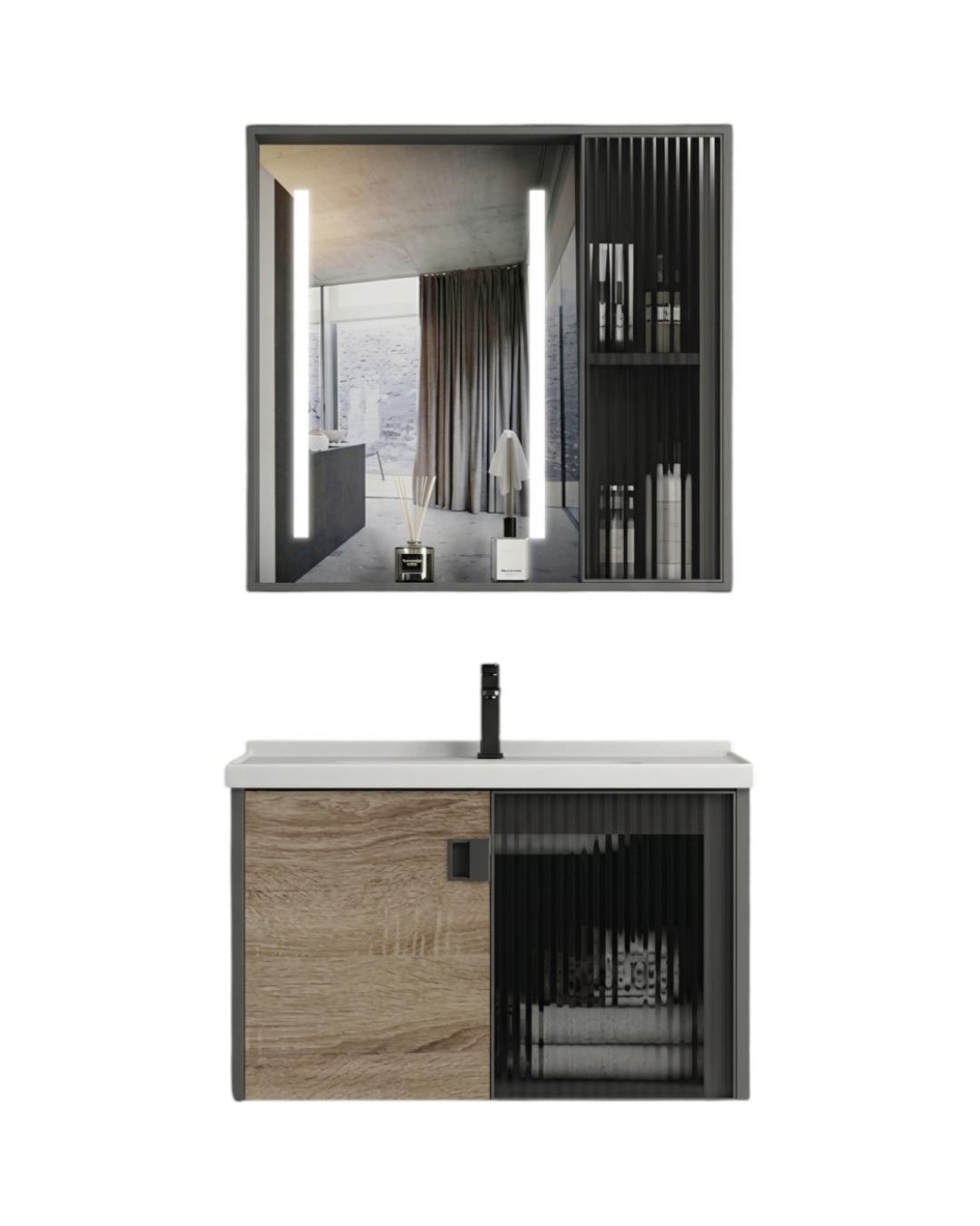 Bathroom Furniture + Aluminum Mirror 60 cm