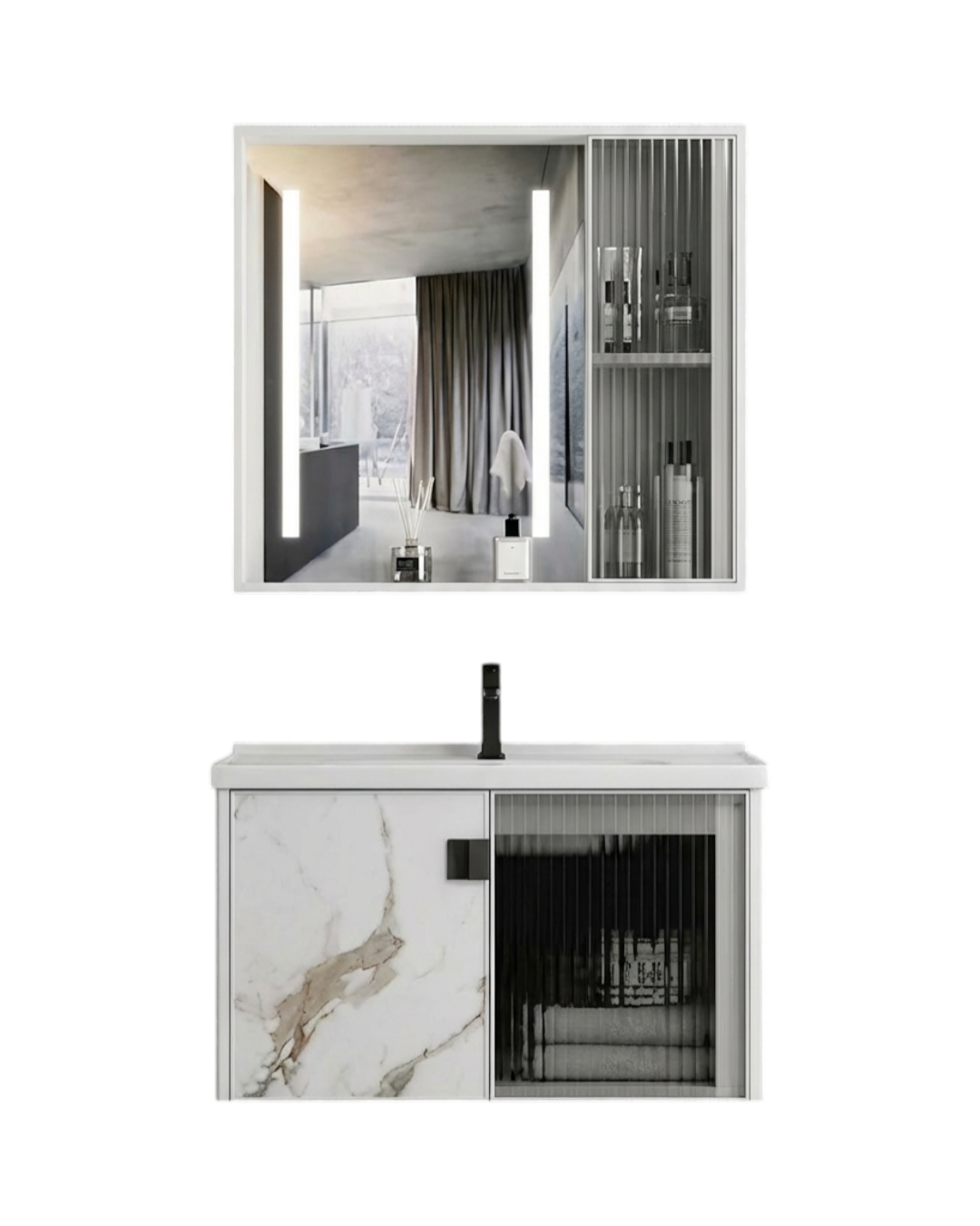 Bathroom Furniture + Aluminum Mirror 60 cm