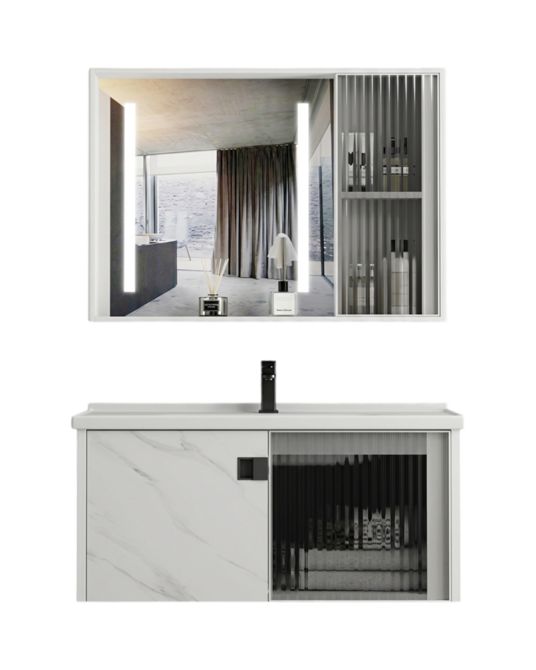 Bathroom Furniture + Aluminum Mirror 60 cm