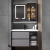 MUEBLE DE BAÑO + ESPEJO LED - PLYWOOD - GRIS - 800*490*450mm