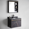 MUEBLE DE BAÑO + ESPEJO - PLYWOOD - NEGRO MARMOLEADO - 600*500*500mm