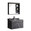 MUEBLE DE BAÑO + ESPEJO - PLYWOOD - NEGRO MARMOLEADO - 800*500*500mm