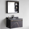 MUEBLE DE BAÑO + ESPEJO - PLYWOOD - NEGRO MARMOLEADO - 800*500*500mm