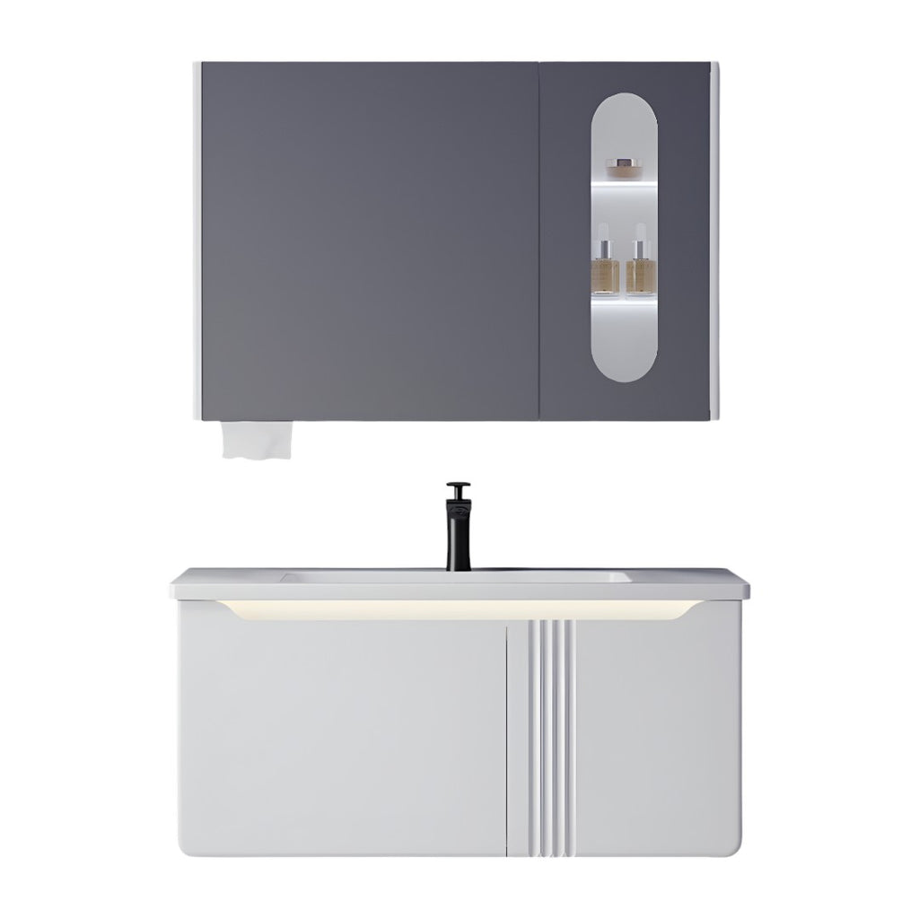 MUEBLE DE BAÑO + ESPEJO LED - PLYWOOD - BLANCO - 1000*500*485 mm