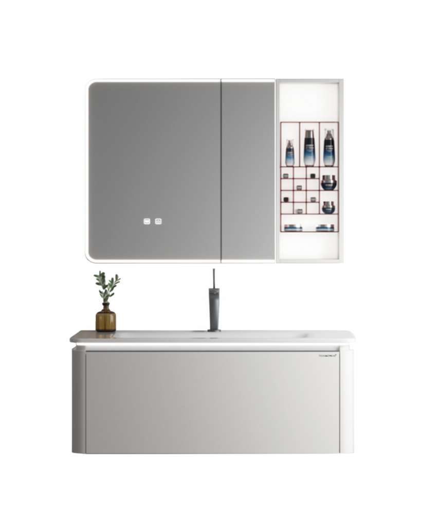 MUEBLE DE BAÑO + ESPEJO - PLYWOOD - GRIS - 1000*500*420mm