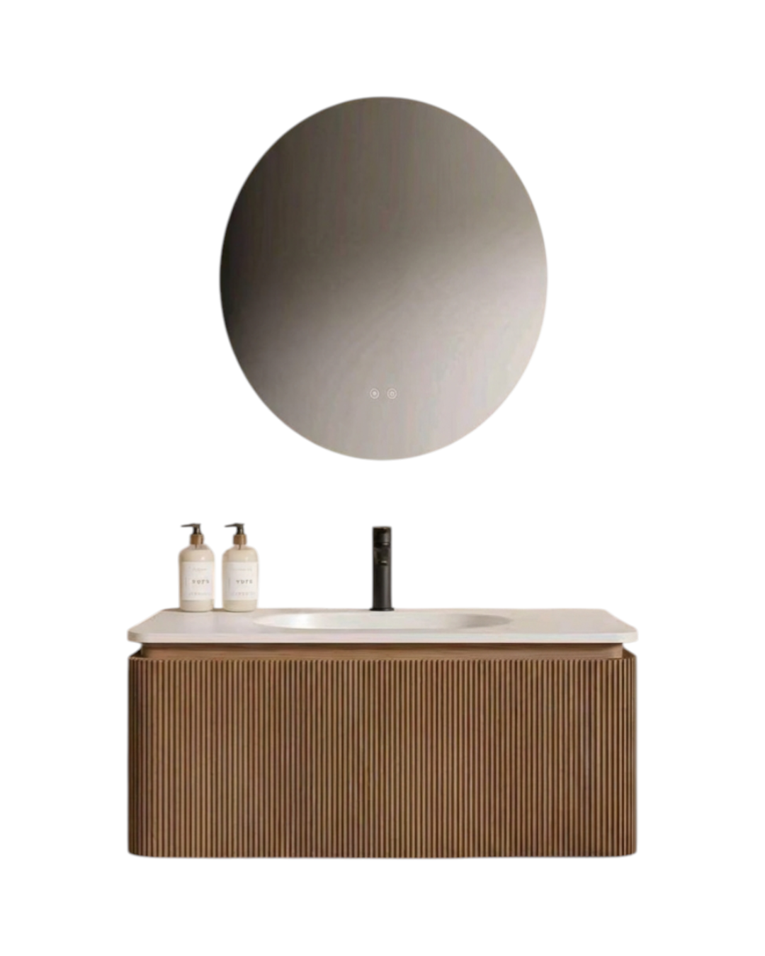 MUEBLE DE BAÑO 990×490×450 MM CON ESPEJO LED ANTIEMPAÑAMIENTO Y LAVAMANOS – MADERA MULTICAPA