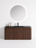 MUEBLE DE BAÑO MODERNO CON ESPEJO Y LAVAMANOS – 1190×455×450 MM - ACABADO MADERA · LAVAMANOS NEGRO