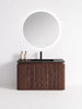 MUEBLE DE BAÑO MODERNO CON ESPEJO Y LAVAMANOS – 790×455×450 MM - ACABADO MADERA · LAVAMANOS NEGRO
