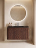 MUEBLE DE BAÑO MODERNO CON ESPEJO Y LAVAMANOS – 890×455×450 MM - ACABADO MADERA · LAVAMANOS NEGRO