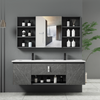 MUEBLE DE BAÑO + ESPEJO - ALUMINIO - GRIS MARMOLEADO - 120X47X46CM