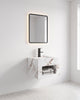 Conjunto De Lavabo + Espejo Led - Piedra Sinterizada - Mármol Blanco Veteado - 50 Cm - 92-Rock-1003 instalado en un baño