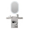 Conjunto De Lavabo + Espejo Led - Piedra Sinterizada - Mármol Blanco Veteado - 60 Cm - 92-Rock-1004