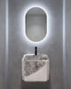 Conjunto De Lavabo + Espejo Led - Piedra Sinterizada - Mármol Gris Veteado - 50 Cm - 92-Rock-1005 instalado en un baño