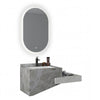 Conjunto De Lavabo + Espejo Led - Piedra Sinterizada - Mármol Gris Veteado - 100 Cm - 92-Rock-1006