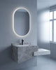 Conjunto De Lavabo + Espejo Led - Piedra Sinterizada - Mármol Gris Veteado - 100 Cm - 92-Rock-1006 instalado en un baño
