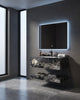 Conjunto De Lavabo + Espejo Led - Piedra Sinterizada - Mármol Negro Veteado - 80 Cm - 92-Rock-2001 instalado en un baño