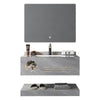 Conjunto De Lavabo + Espejo Led - Piedra Sinterizada - Mármol Gris Claro Con Vetas Doradas - 80 Cm - 92-Rock-2002