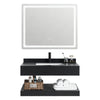 Conjunto De Lavabo + Espejo Led - Piedra Sinterizada - Negro Mate - 80 Cm - 92-Rock-2003