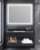 Conjunto De Lavabo + Espejo Led - Piedra Sinterizada - Negro Mate - 80 Cm - 92-Rock-2003 instalado en un baño