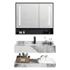 Conjunto De Lavabo + Gabinete Con Espejo Led - Piedra Sinterizada - Mármol Gris Claro - 80 Cm - 92-Rock-2004