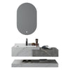Conjunto De Lavabo + Espejo Led - Piedra Sinterizada - Mármol Gris Veteado - 100 Cm - 92-Rock-2005