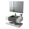 Conjunto De Lavabo + Espejo Led - Piedra Sinterizada - Blanco Con Lavabo Gris Grafito - 100 Cm - 92-Rock-2006