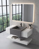 Conjunto De Lavabo + Espejo Led - Piedra Sinterizada - Blanco Con Lavabo Gris Grafito - 100 Cm - 92-Rock-2006 instalado en un baño