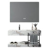 Conjunto De Lavabo + Espejo Led - Piedra Sinterizada - Mármol Blanco Veteado - 100 Cm - 92-Rock-2007