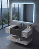 Conjunto De Lavabo + Espejo Led - Piedra Sinterizada - Mármol Gris Con Lavabo Gris Grafito - 100 Cm - 92-Rock-2008 instalado en un baño