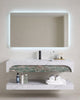 Conjunto De Lavabo + Espejo Led - Piedra Sinterizada - Mármol Blanco Con Veta Verde - 110 Cm - 92-Rock-2011 instalado en un baño