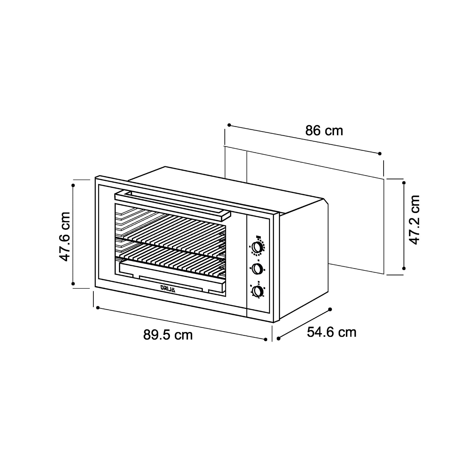 HORNO EMPOTRABLE A GAS - VITROCERAMICA - AMERICA 90 GAS-A