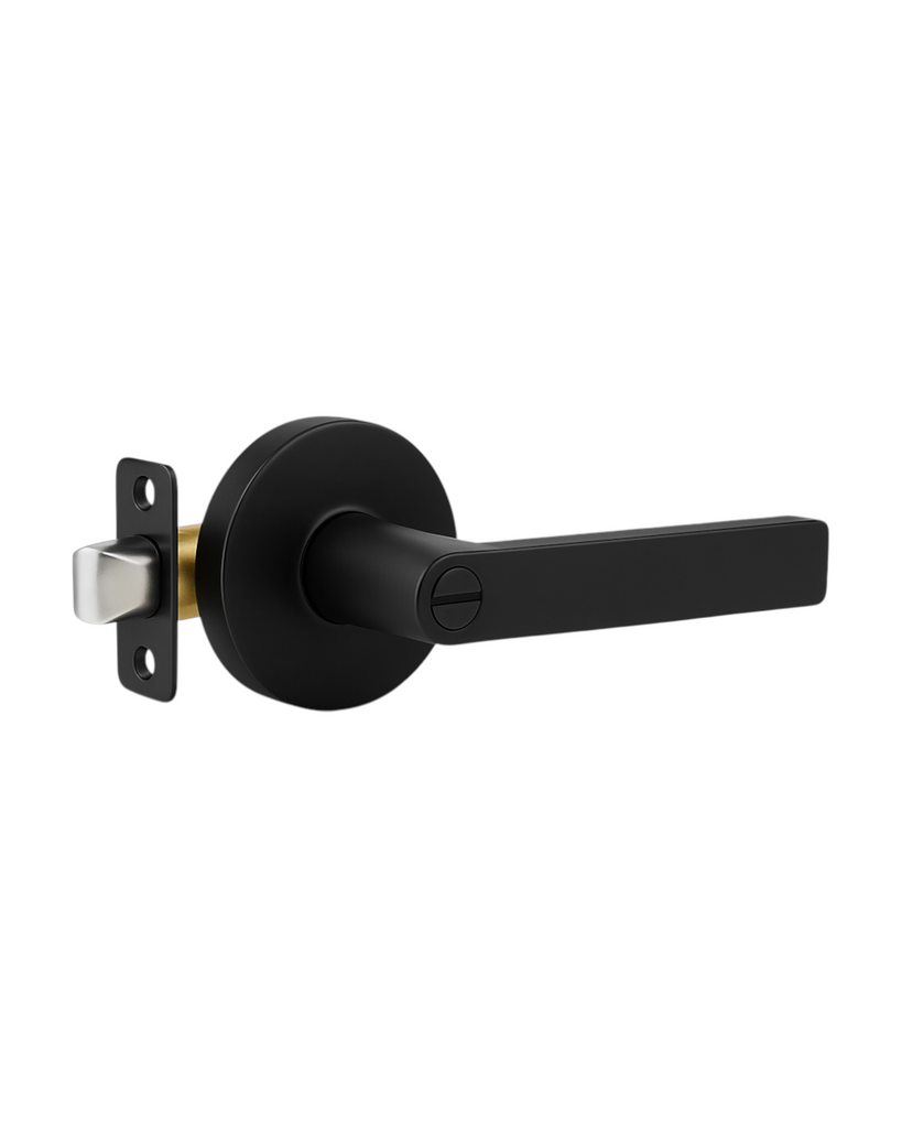 CERRADURA DE MANIJA NEGRO MATE CON NÚCLEO DE COBRE - SIN LLAVE