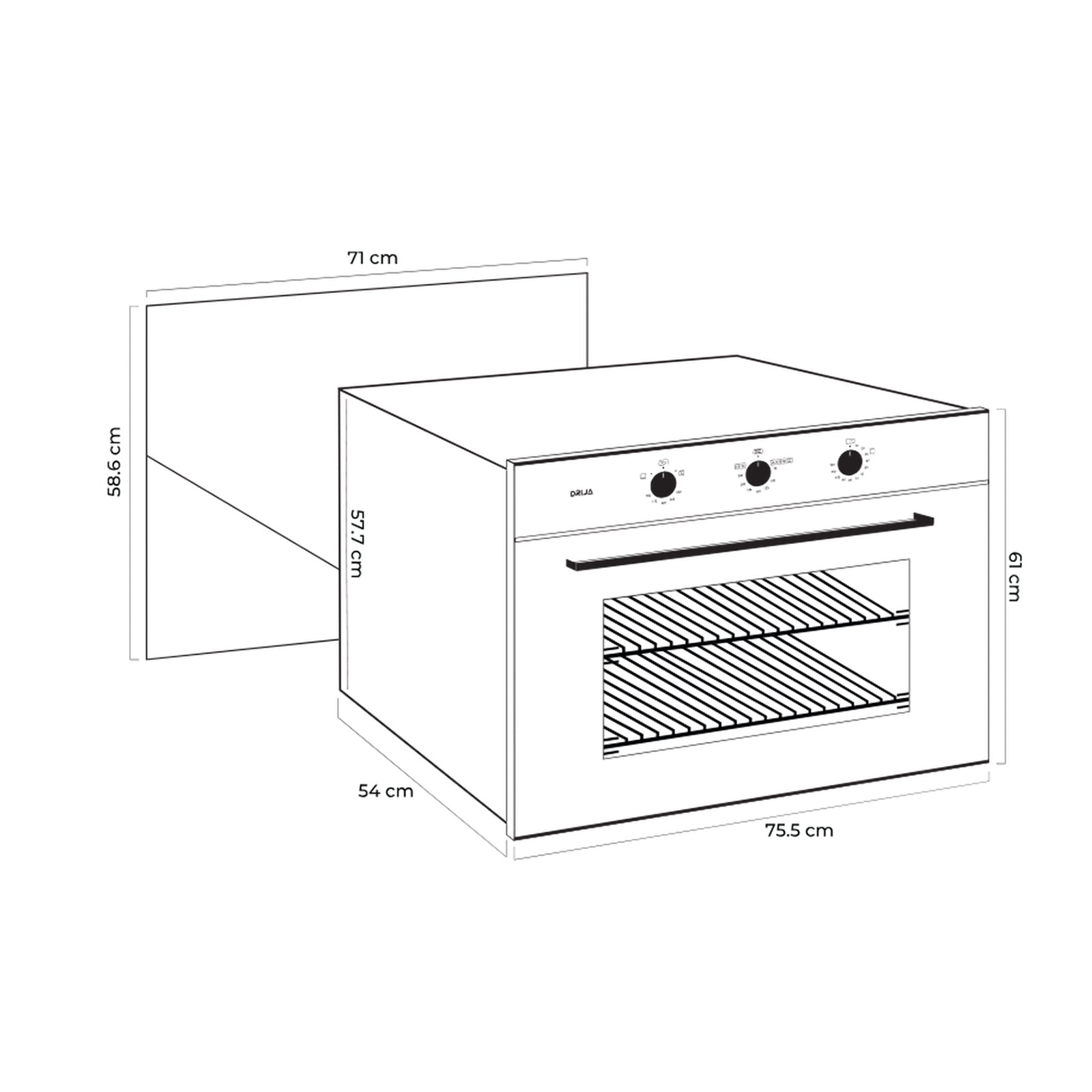 HORNO EMPOTRABLE ELÉCTRICO - VITROCERAMICA - CARIBE 76 AIR-A