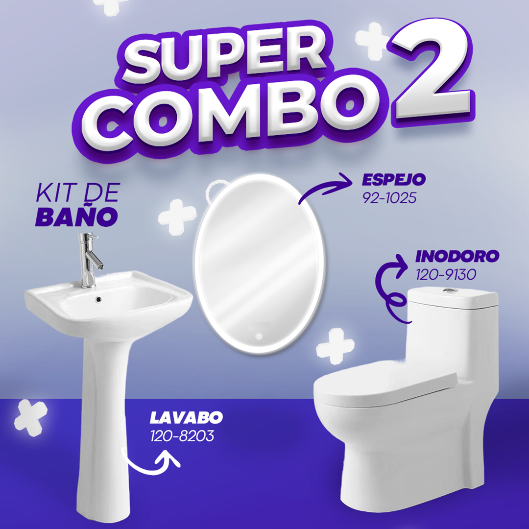 Super Combo #2 Baño – Inodoro + Espejos LED + Lavamanos.