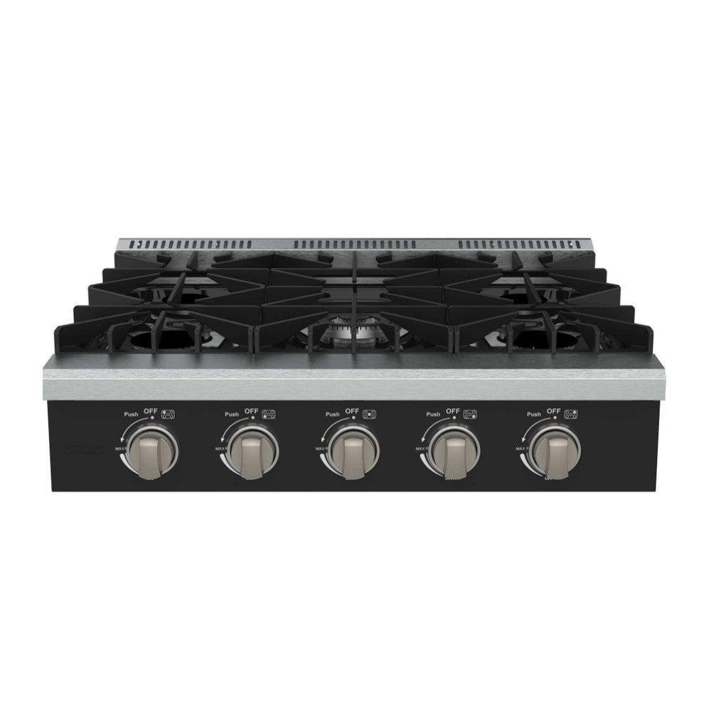 ESTUFA DE MESA A GAS 76 CM 5 QUEMADORES | DRIJA POTENZA 76-B | ACERO INOXIDABLE NEGRO