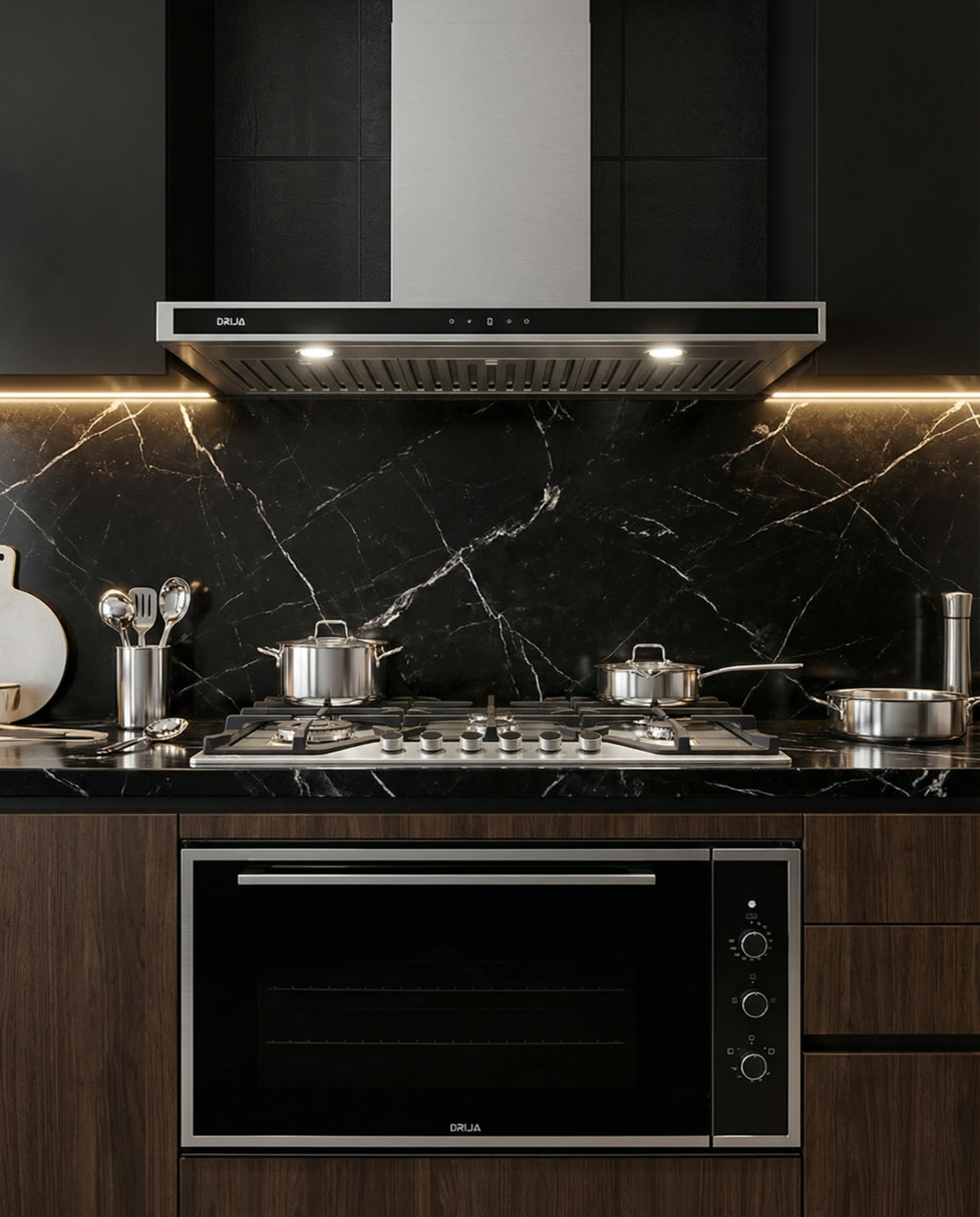 COMBO B PREMIUM - DRIJA - 90CM / 36” - ACERO(Estufa, Horno y Extractor).