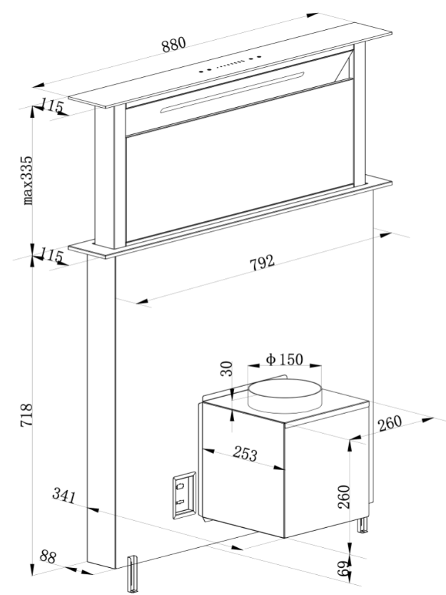 ARCO ISLA 90 - EXTRACTOR DE GRASA - VIDRIO TEMPLADO