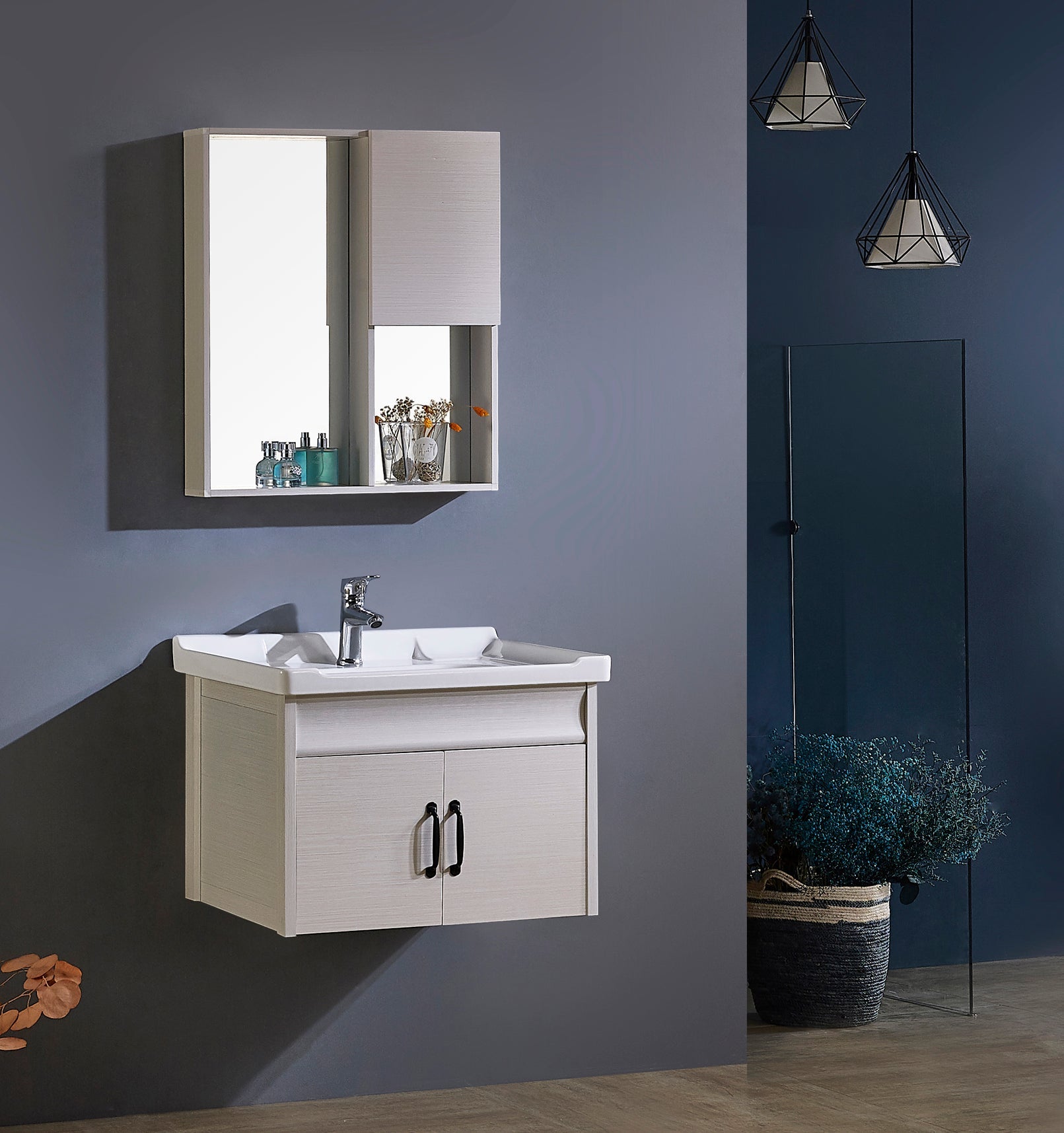 Bathroom Furniture + Aluminum Mirror 80 cm