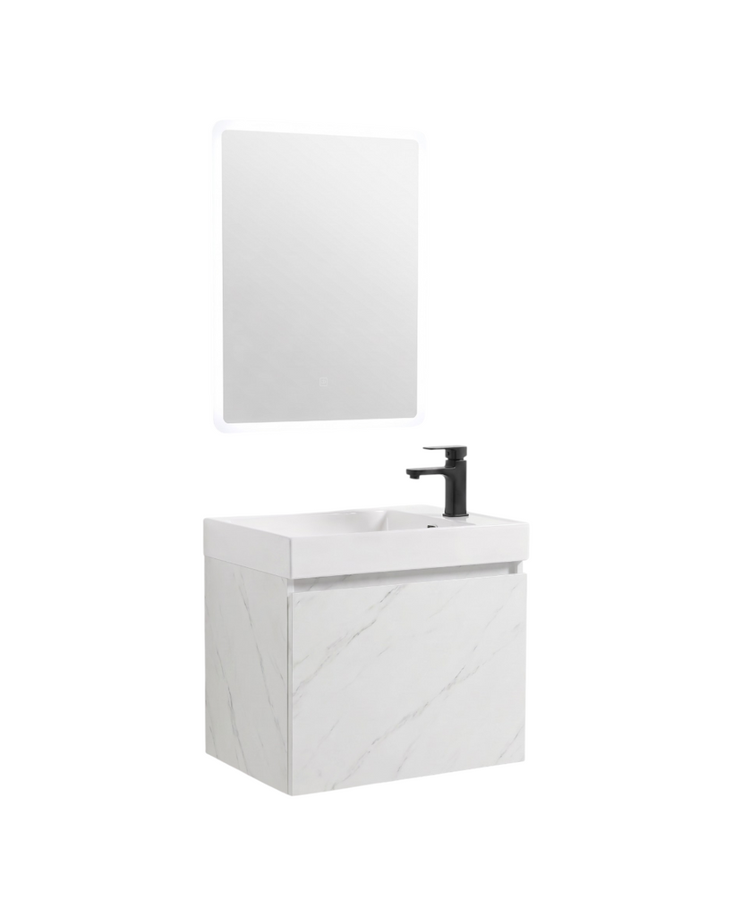 Mueble de Baño Espejo LED Mármol Blanco