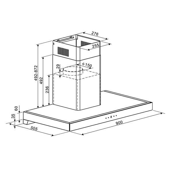 PIRAMIDE 90 BLACK - EXTRACTOR DE GRASA - PANEL TACTIL