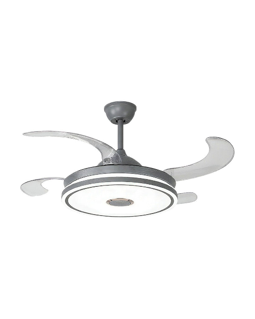 Abanico de techo retráctil aro LED slim gris 69-1002