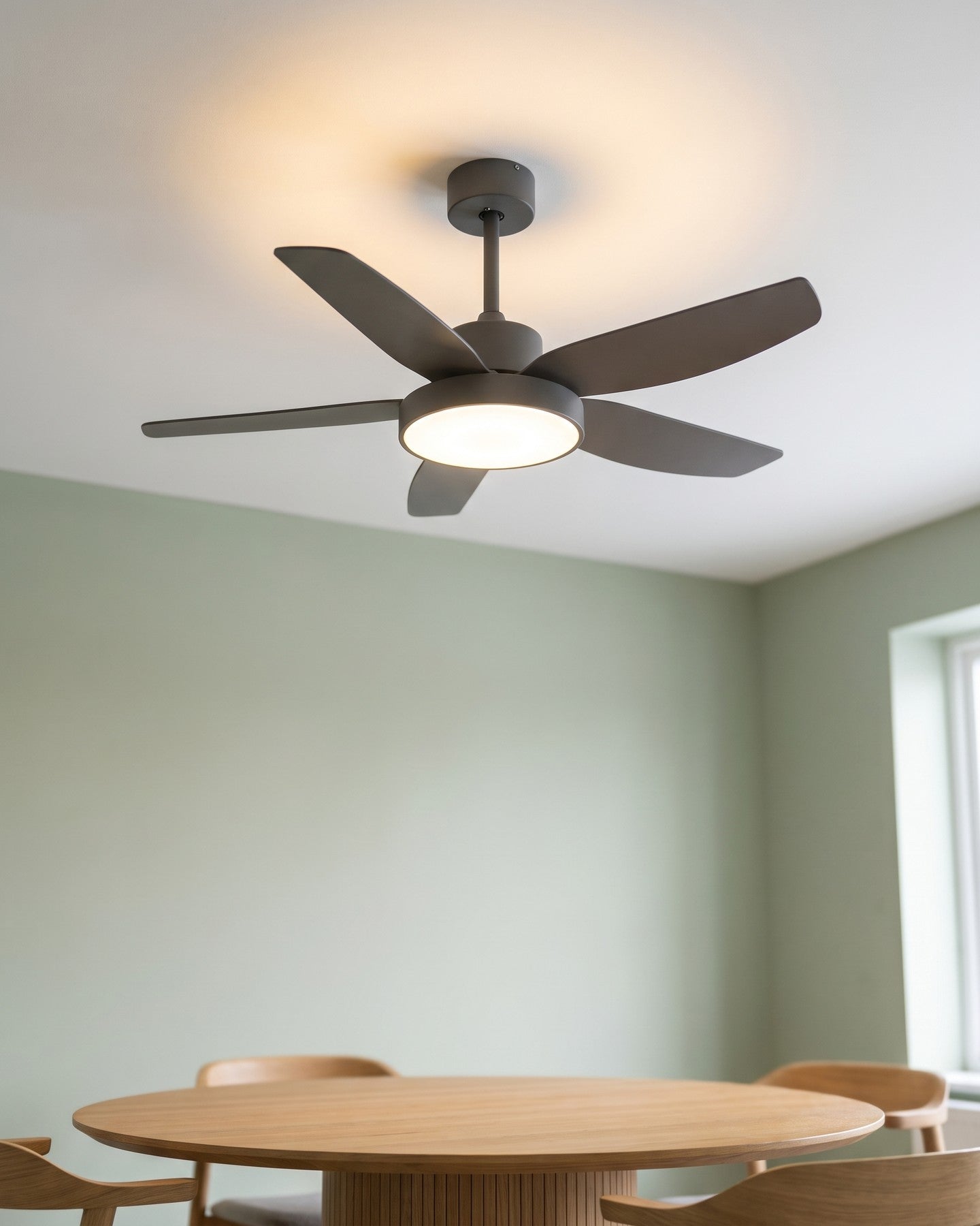 Abanico de techo 5 aspas con luz LED gris 69-3003