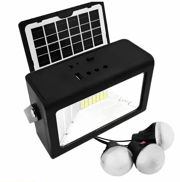 Kit Solar Mini Portátil Con Focos, Lampara Y Panel Solar