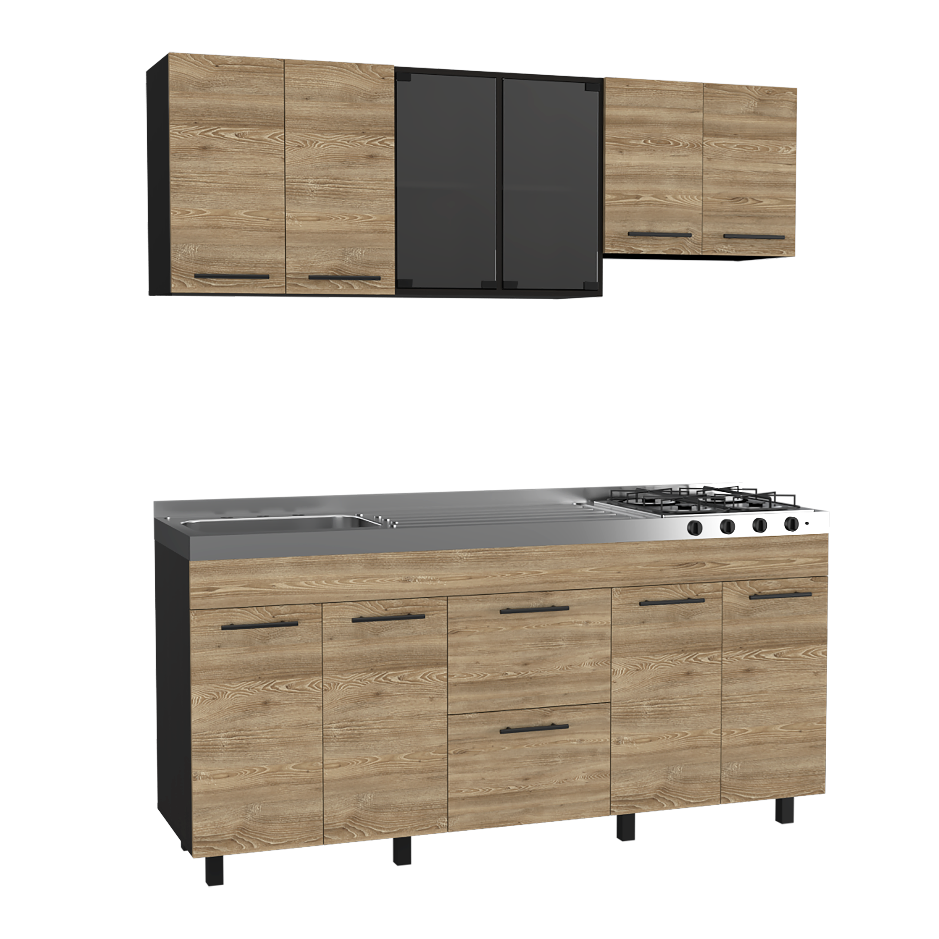 Luna Integral Kitchen, Includes Left Stainless Steel Countertop